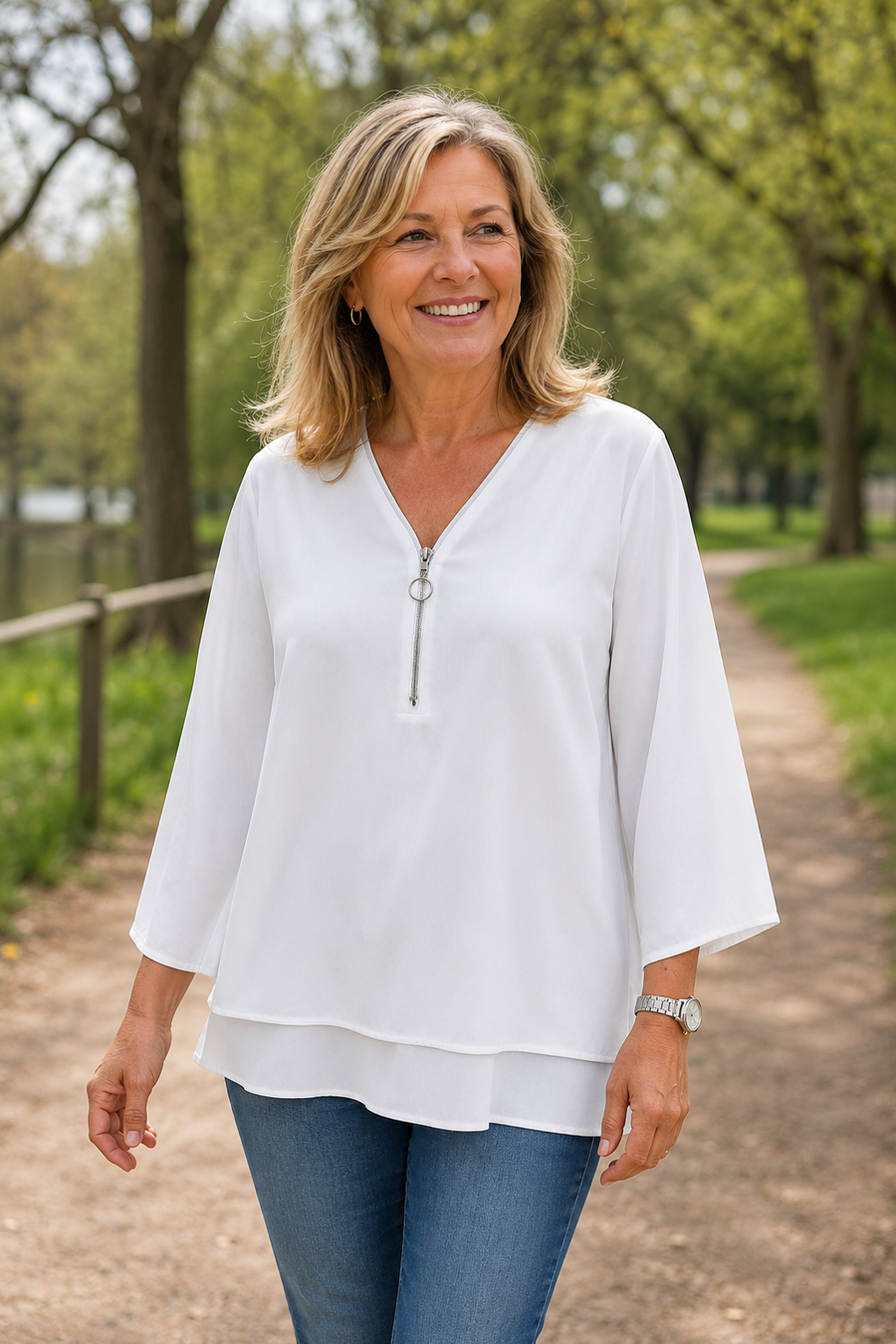 Sienna | Lightweight Chiffon Zipper Blouse