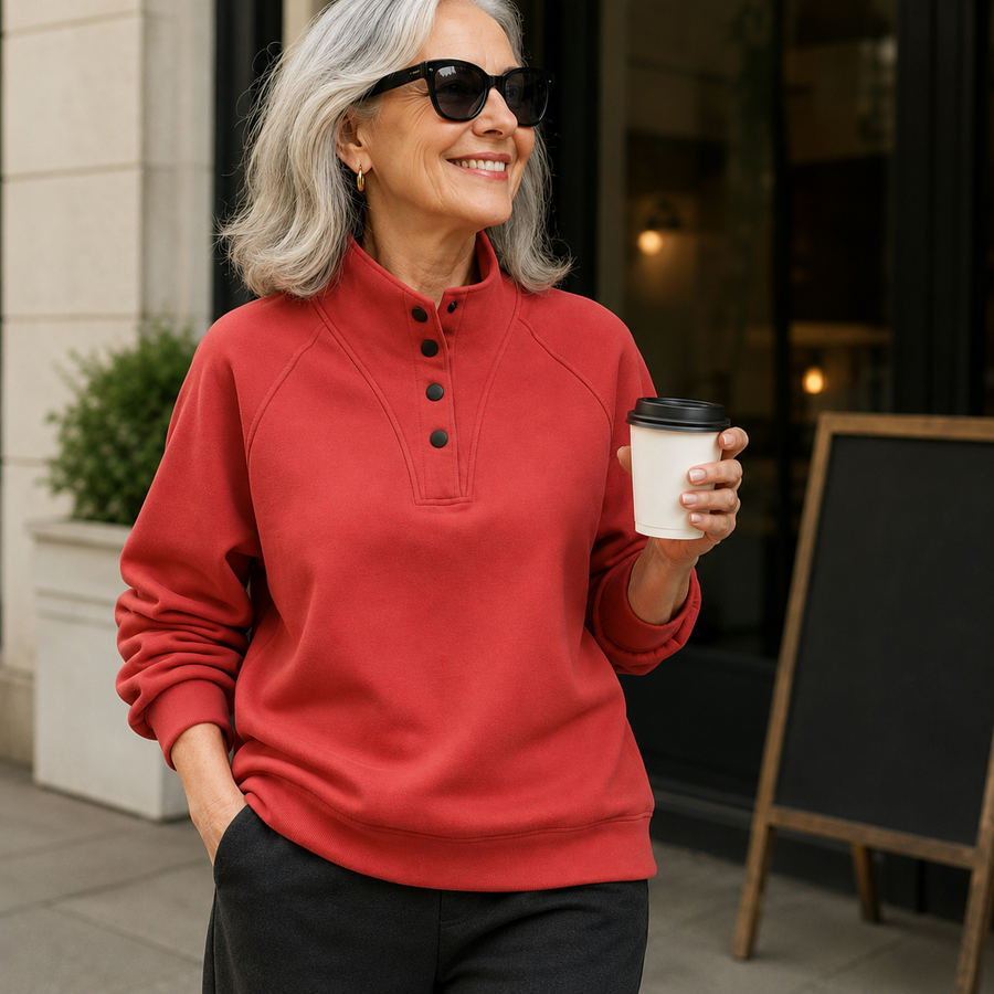 Marley| Button-Neck Pullover
