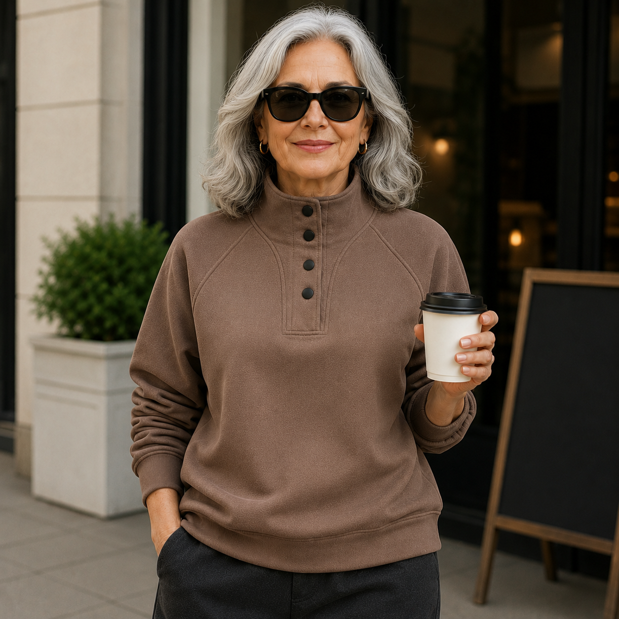 Marley| Button-Neck Pullover