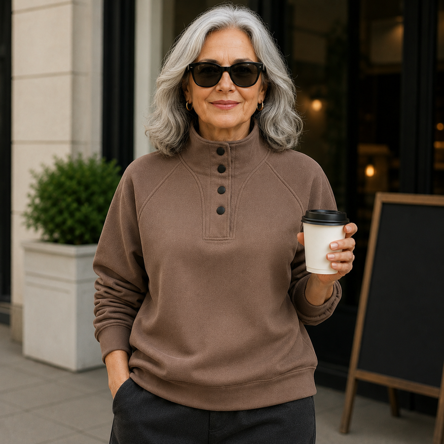 Marley| Button-Neck Pullover