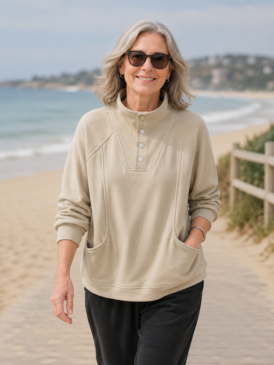 Lydia | Velvet-Soft Button Pullover