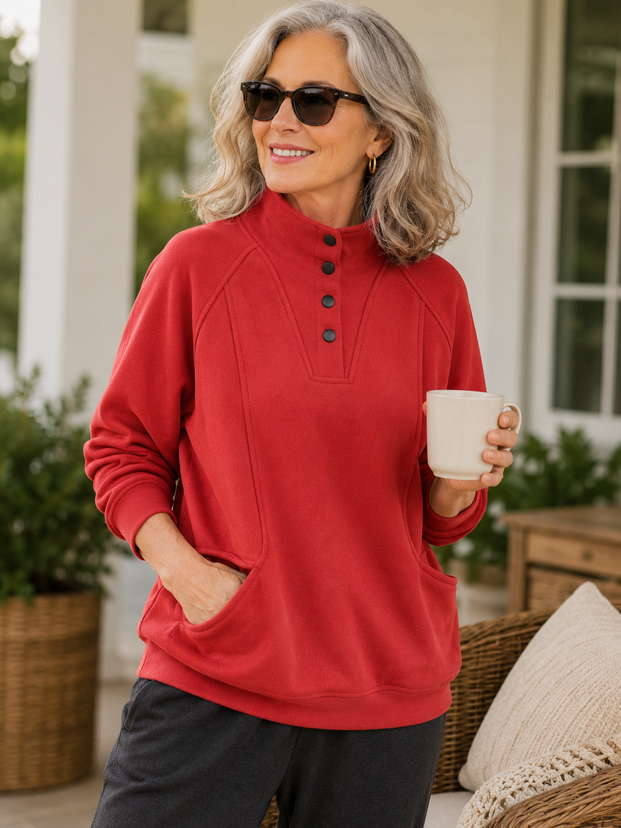 Lydia | Velvet-Soft Button Pullover