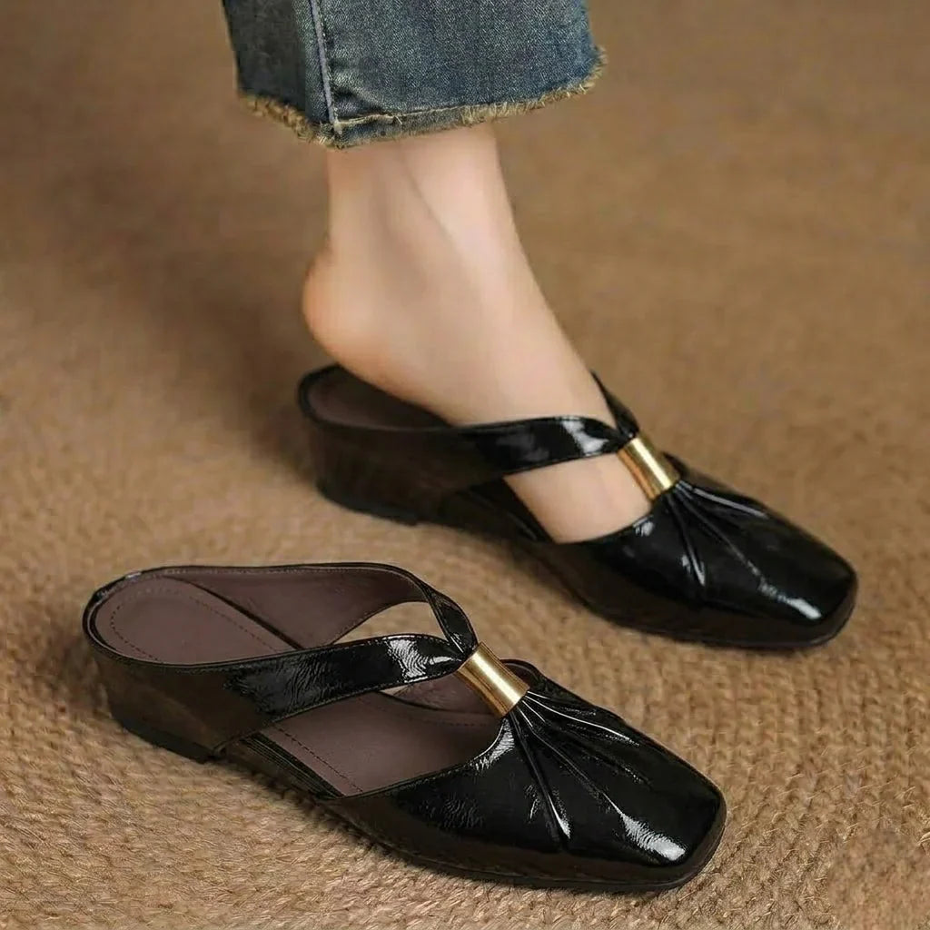 Aviel Genuine Leather Cross Strap Flats