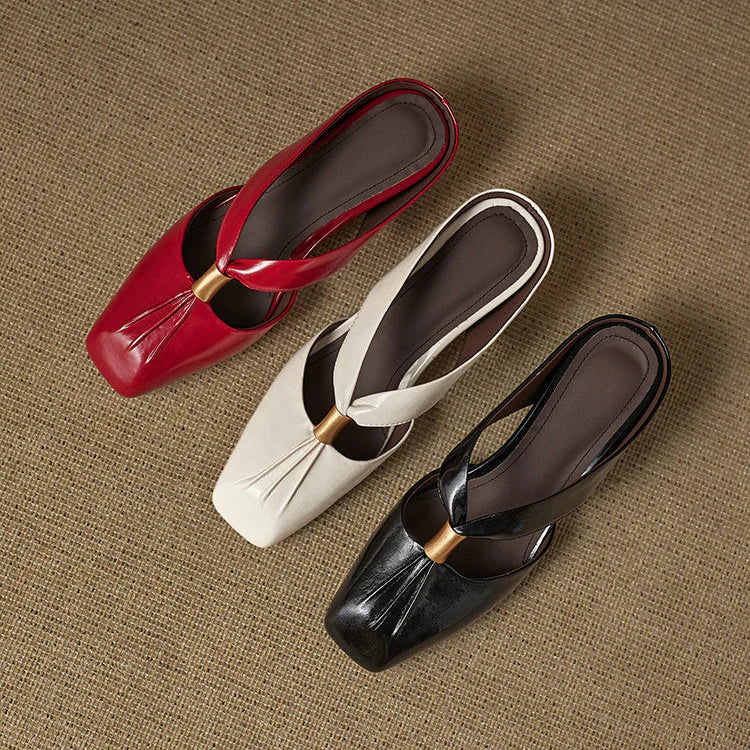 Aviel Genuine Leather Cross Strap Flats