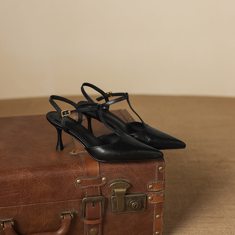 Luci Genuine Leather Pointed-Toe Mary Jane Heels