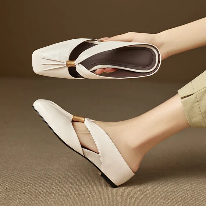 Aviel Genuine Leather Cross Strap Flats