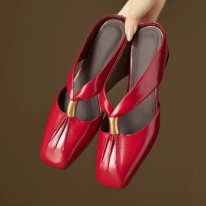 Aviel Genuine Leather Cross Strap Flats