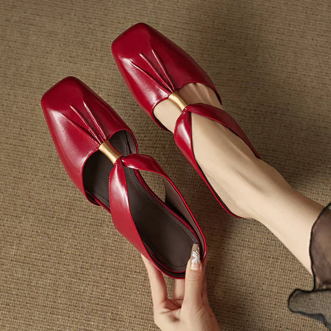 Aviel Genuine Leather Cross Strap Flats