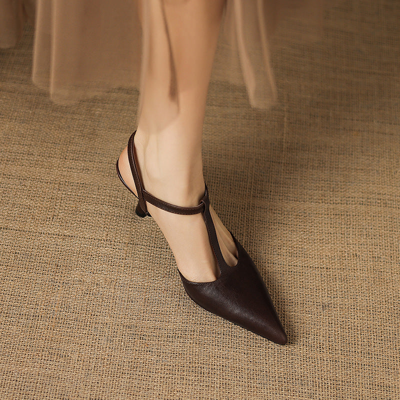 Luci Genuine Leather Pointed-Toe Mary Jane Heels