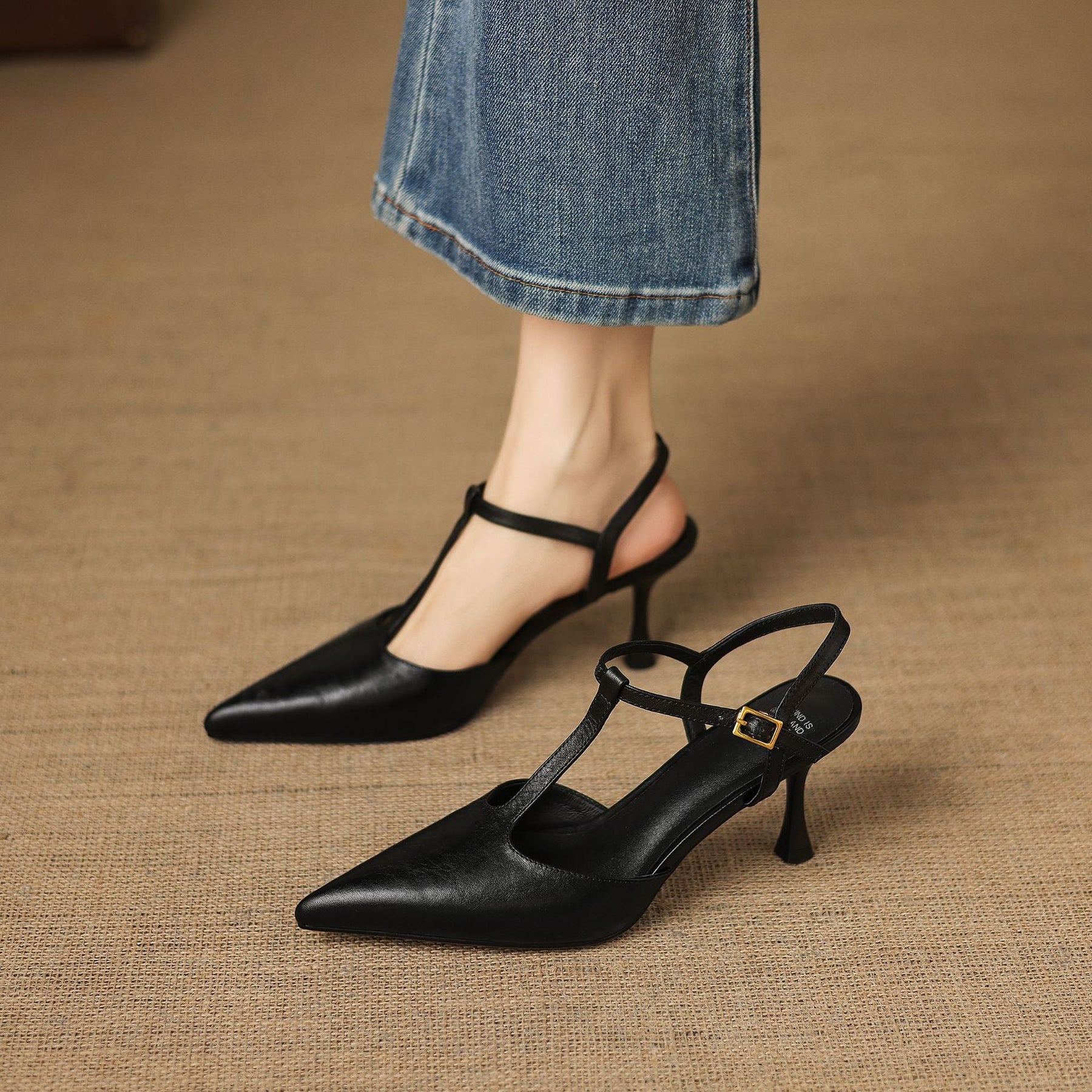 Luci Genuine Leather Pointed-Toe Mary Jane Heels
