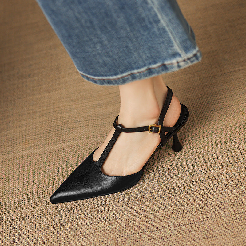Luci Genuine Leather Pointed-Toe Mary Jane Heels