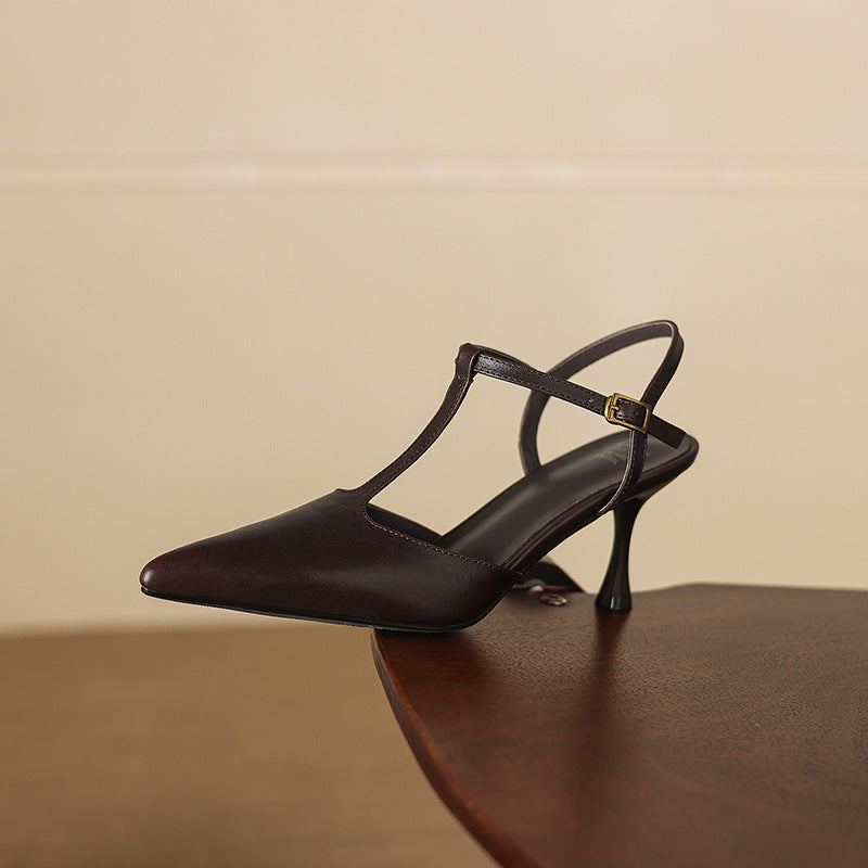 Luci Genuine Leather Pointed-Toe Mary Jane Heels