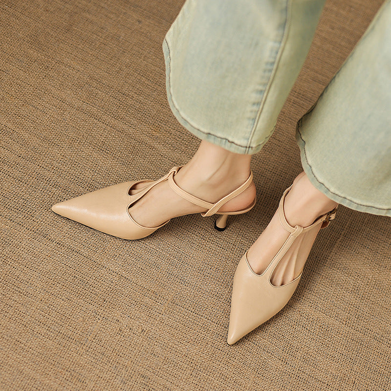 Luci Genuine Leather Pointed-Toe Mary Jane Heels