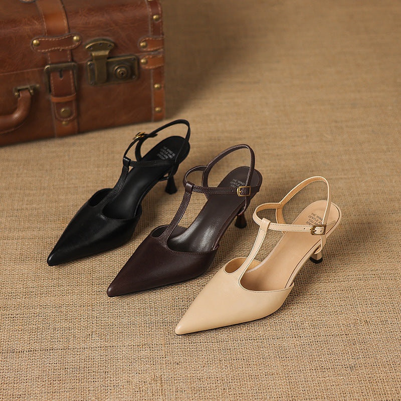 Luci Genuine Leather Pointed-Toe Mary Jane Heels