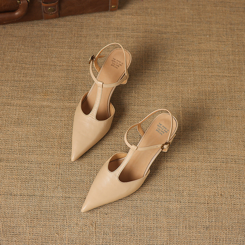 Luci Genuine Leather Pointed-Toe Mary Jane Heels