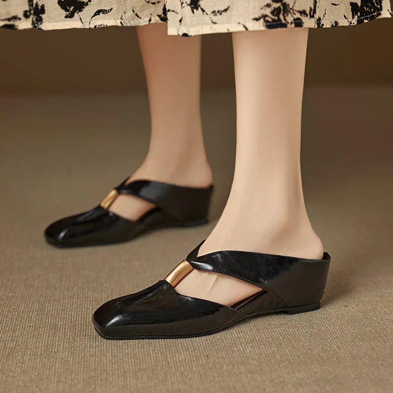 Aviel Genuine Leather Cross Strap Flats