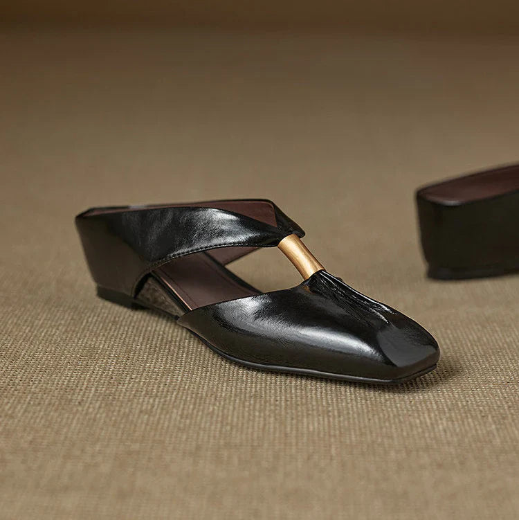 Aviel Genuine Leather Cross Strap Flats