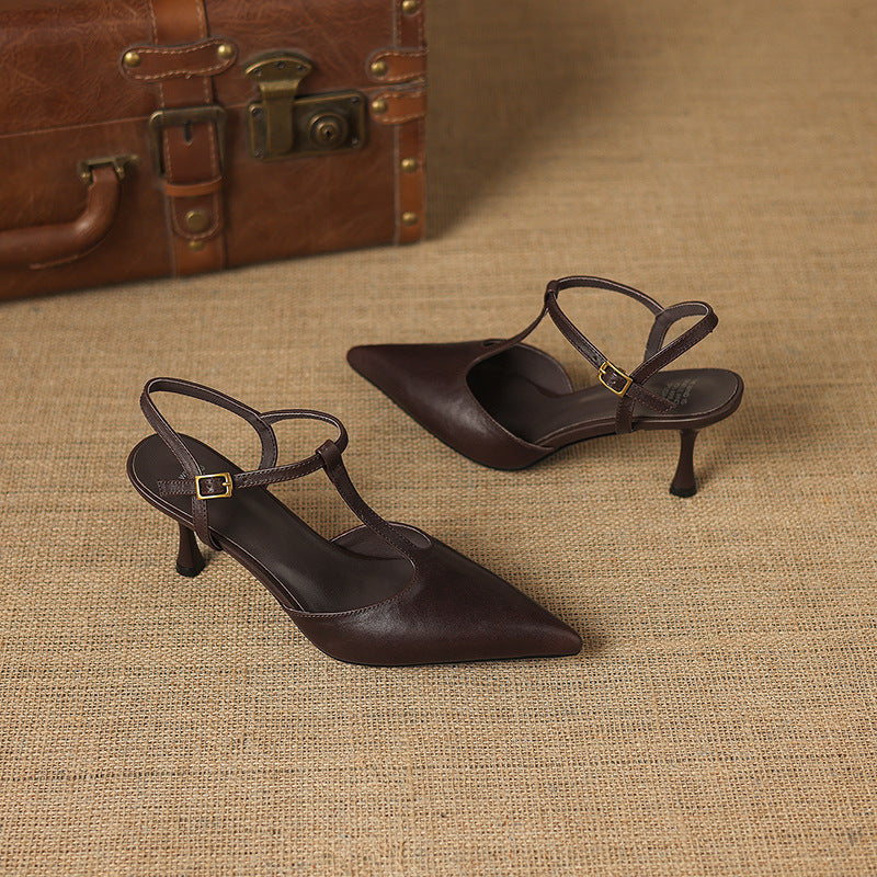 Luci Genuine Leather Pointed-Toe Mary Jane Heels