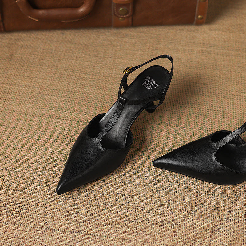 Luci Genuine Leather Pointed-Toe Mary Jane Heels