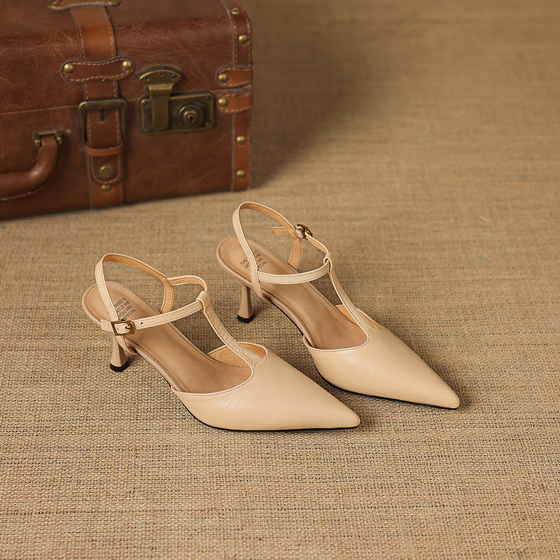 Luci Genuine Leather Pointed-Toe Mary Jane Heels