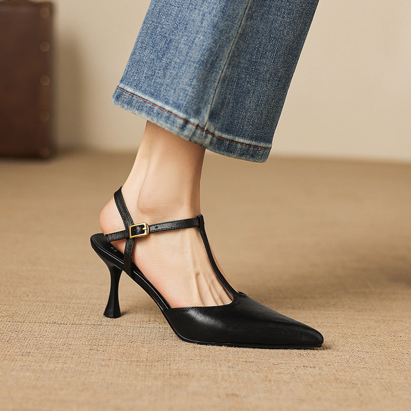 Luci Genuine Leather Pointed-Toe Mary Jane Heels