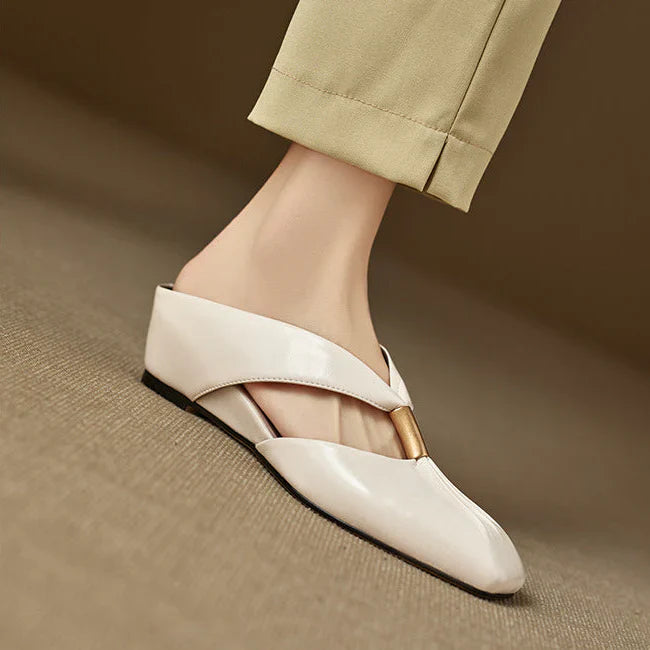 Aviel Genuine Leather Cross Strap Flats