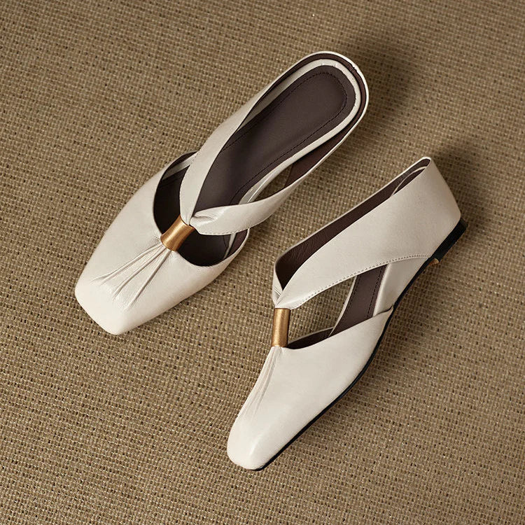Aviel Genuine Leather Cross Strap Flats