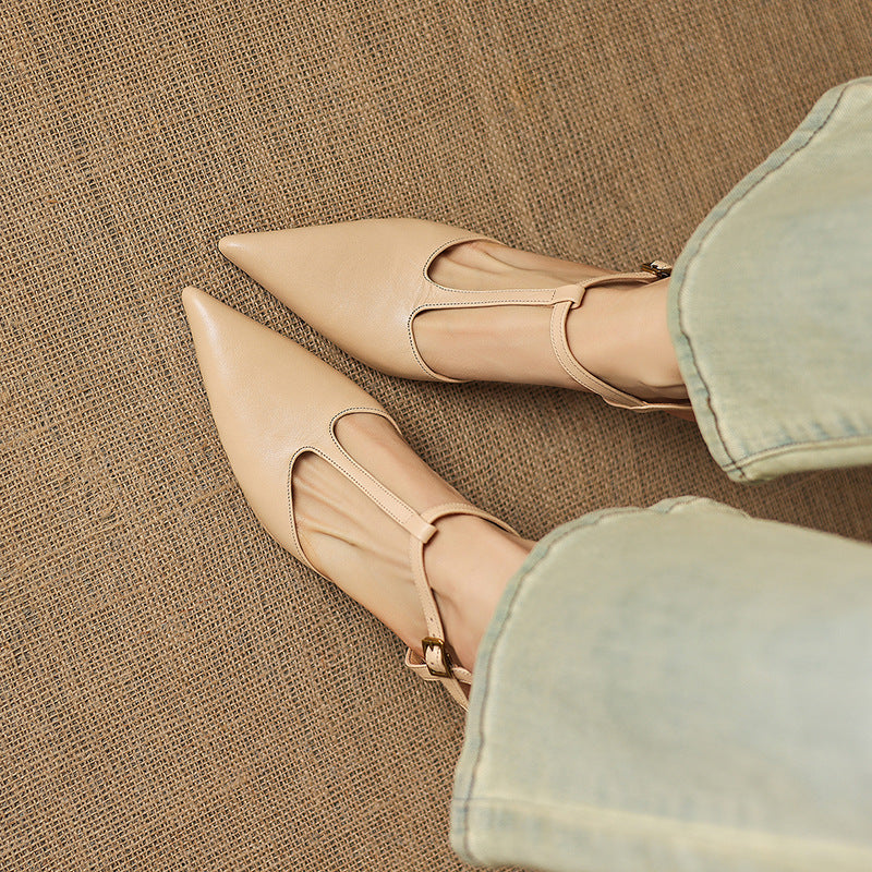 Luci Genuine Leather Pointed-Toe Mary Jane Heels