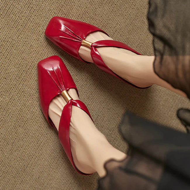 Aviel Genuine Leather Cross Strap Flats