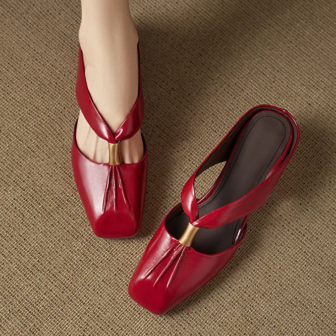 Aviel Genuine Leather Cross Strap Flats