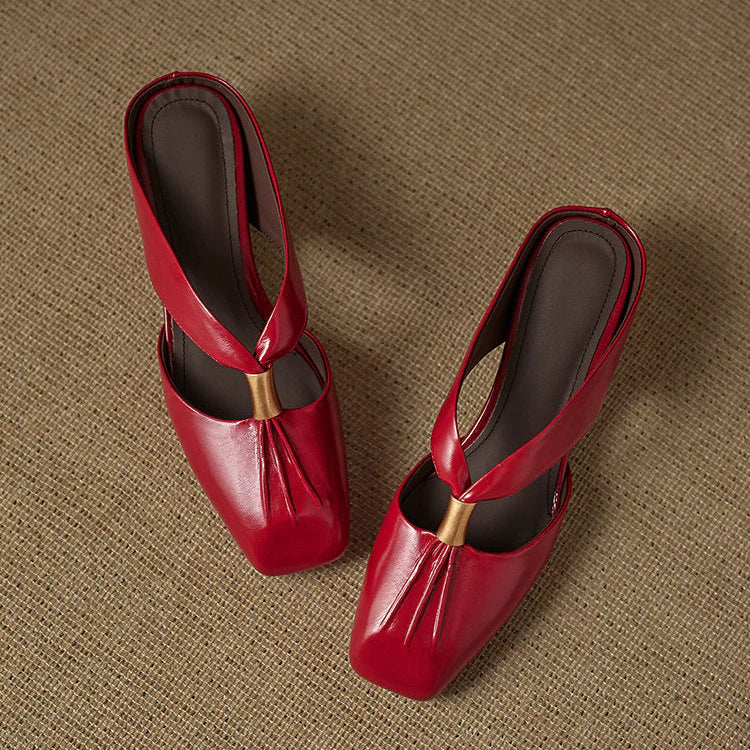 Aviel Genuine Leather Cross Strap Flats