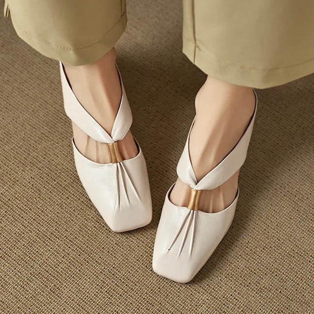 Aviel Genuine Leather Cross Strap Flats