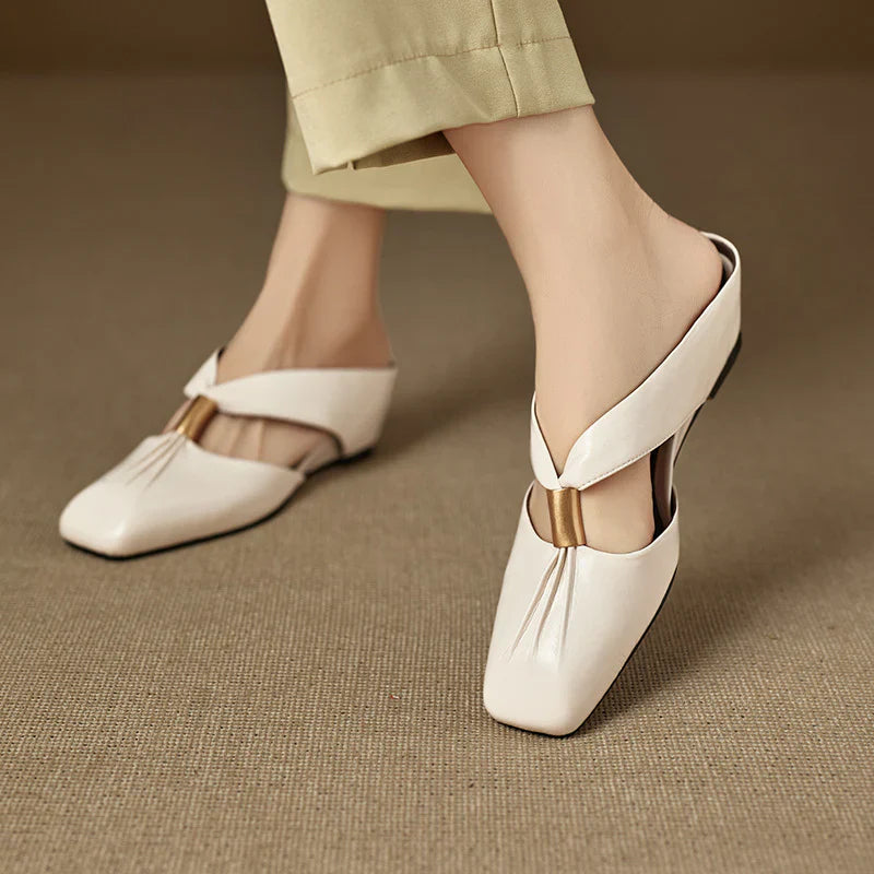 Aviel Genuine Leather Cross Strap Flats