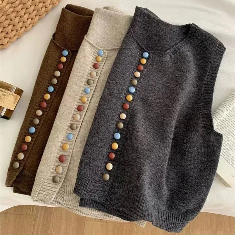 Maribel™ - Color-Button Knit Vest
