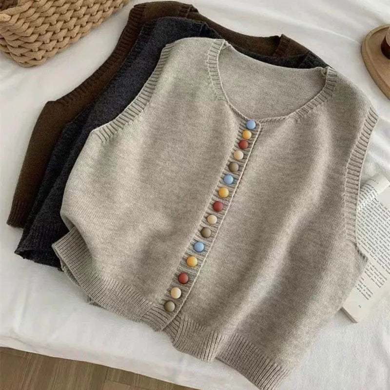 Maribel™ - Color-Button Knit Vest