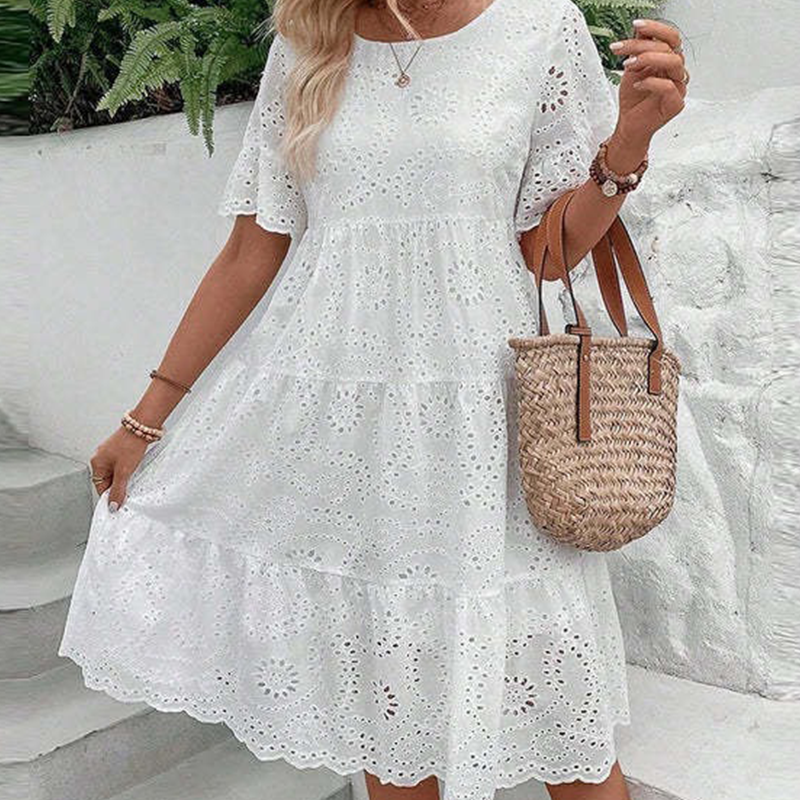 Lina | Breathable Cotton-Blend Eyelet Dress